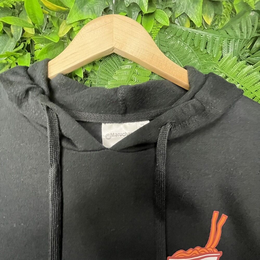Women Jacket Pullover Small Black Graphic Print Hoodie Maruchan Cup Noodle 0303 - Picture 10 of 12